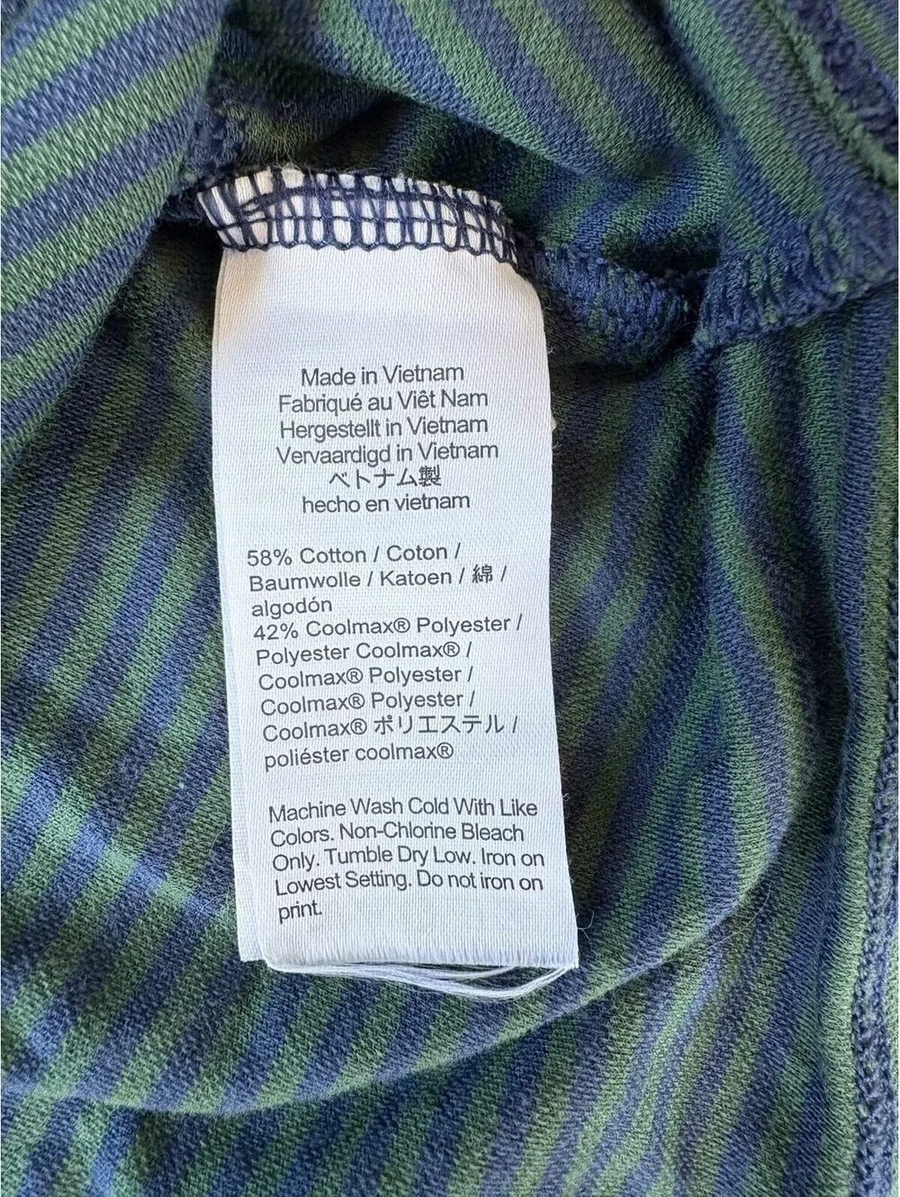 J.Crew Men's XL Performance Polo Classic Fit COOLMAX Blue Green Striped